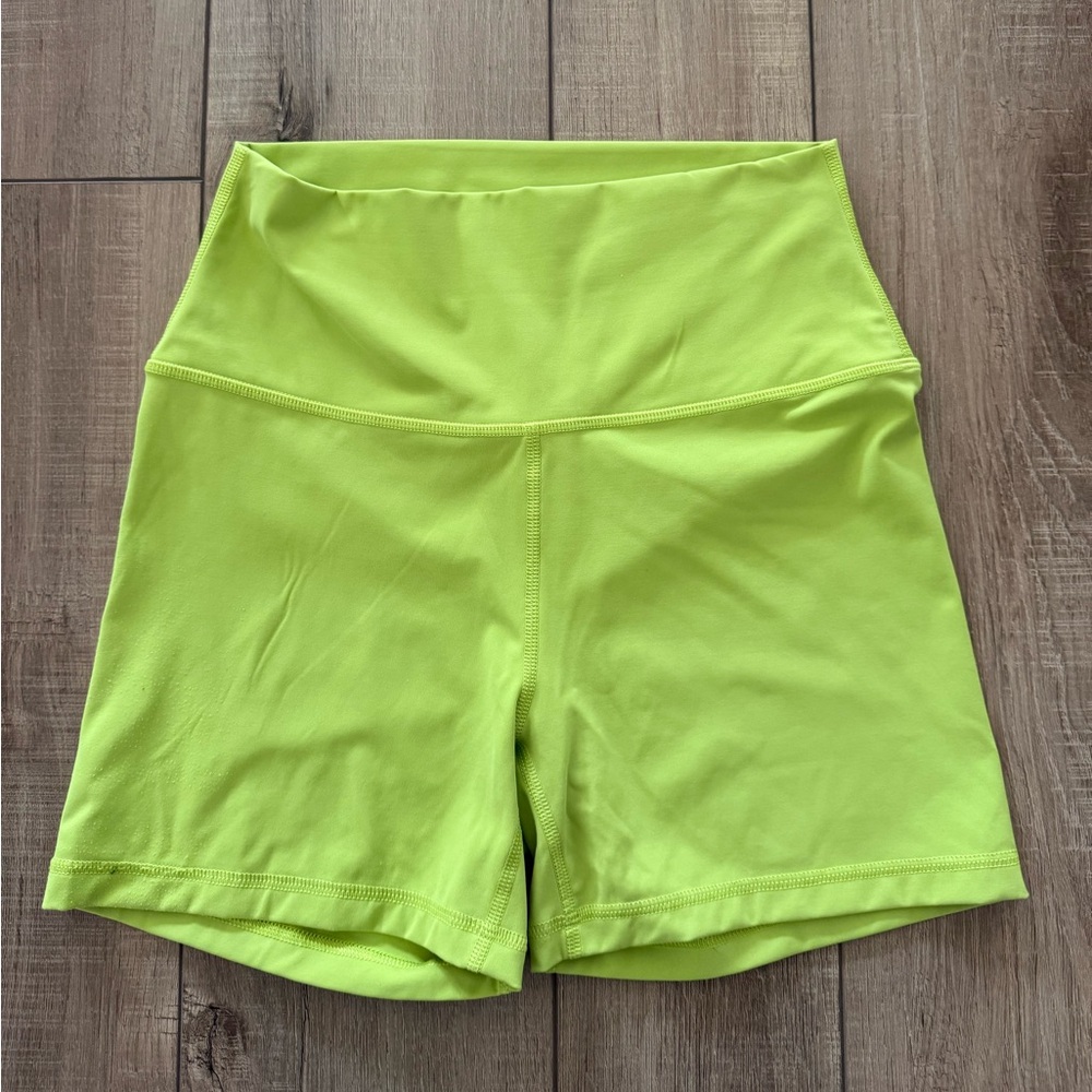 Women's Lime Green High-Waisted Shorts